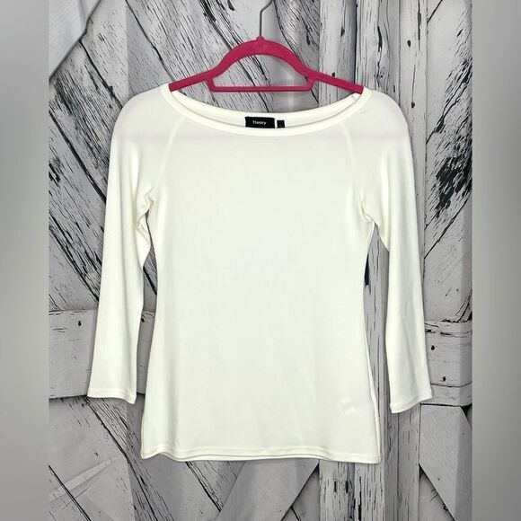 Theory Ennalyn Top Matte Jersey Wide Neck White S - Picture 1 of 5